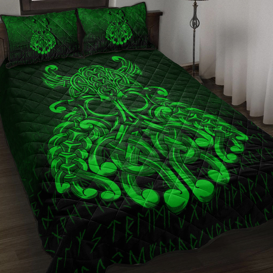 Viking Quilt Bed Set - Vikings Odin Valhalla - Green Version Quilt Bed Set RLT12 - Wonder Print Shop