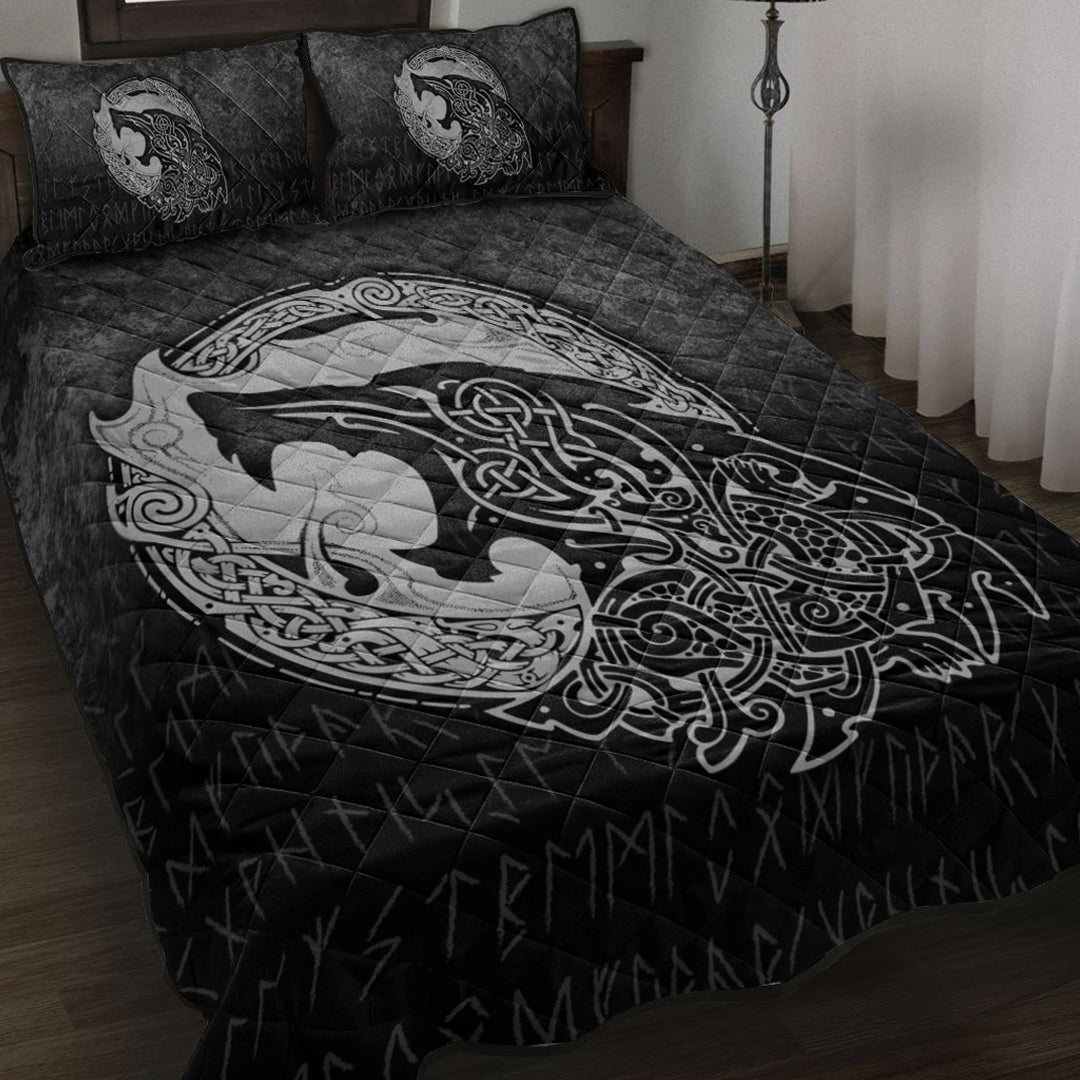 Viking Quilt Bed Set - Fenrir Viking 3D Tattoo - Special Version Quilt Bed Set RLT12 - Wonder Print Shop