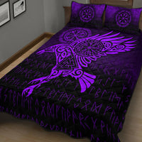 Viking Quilt Bed Set - Raven Vegvisir Tattoo - Purple Version Quilt Bed Set RLT12 - Wonder Print Shop