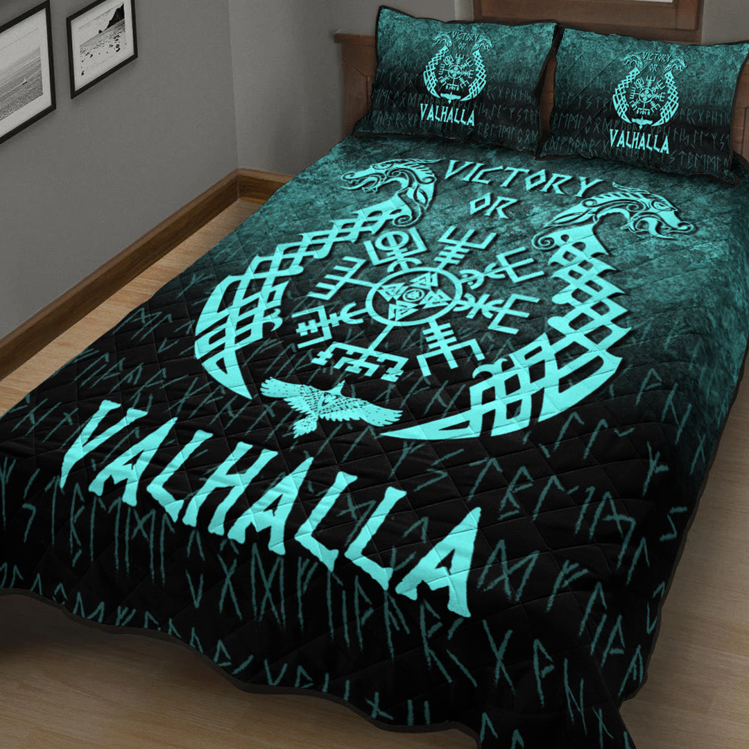 Wonder Print Shop Quilt Bed Set - Victory or Valhalla - Cyan Version Quilt Bed Set RLT12 - Wonder Print Shop