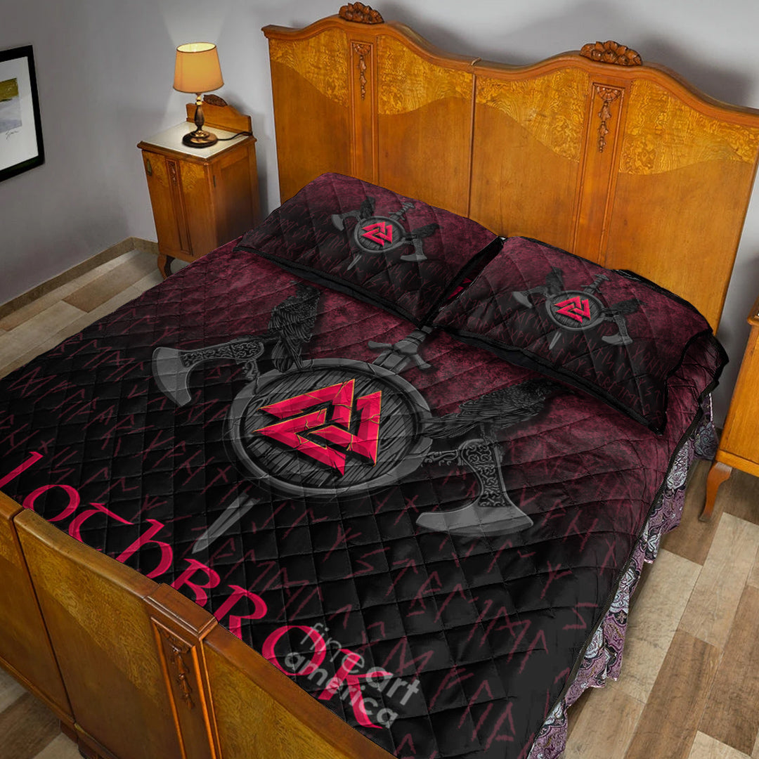 Viking Quilt Bed Set - Ragnar Lothbrok - Ragnar Lodbrok - Viking Warrior - Red Version Quilt Bed Set RLT12 - Wonder Print Shop