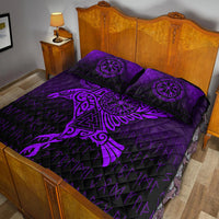 Viking Quilt Bed Set - Raven Vegvisir Tattoo - Purple Version Quilt Bed Set RLT12 - Wonder Print Shop