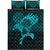Viking Quilt Bed Set - Raven Vegvisir Tattoo - Cyan Version Quilt Bed Set RLT12 - Wonder Print Shop