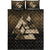 Viking Quilt Bed Set - Huginn Muninn Ravens from Odin Viking - Gold Version Quilt Bed Set RLT12 - Wonder Print Shop