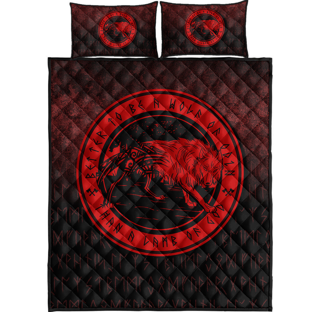 Wonder Print Shop Quilt Bed Set - Wolf Of Odin - Red Version Quilt Bed Set RLT12 - Wonder Print Shop