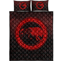 Wonder Print Shop Quilt Bed Set - Wolf Of Odin - Red Version Quilt Bed Set RLT12 - Wonder Print Shop