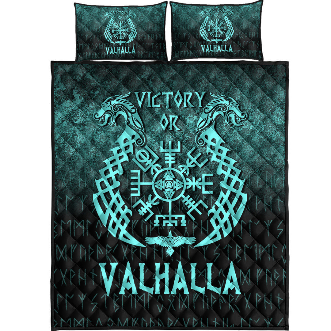 Wonder Print Shop Quilt Bed Set - Victory or Valhalla - Cyan Version Quilt Bed Set RLT12 - Wonder Print Shop