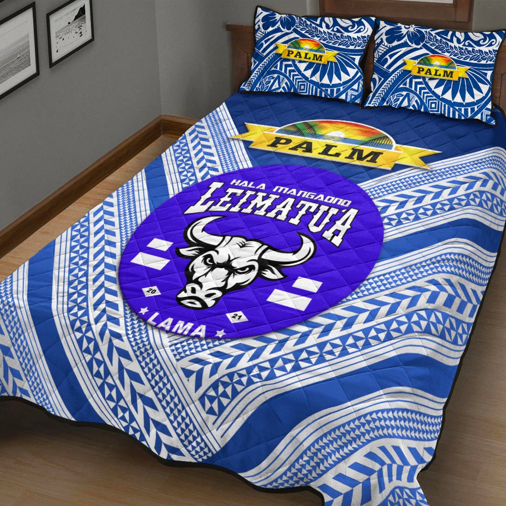 Mate Ma'a Tonga Quilt Bed Set Leimatu'a Bulls Creative Style Blue NO.1 LT8 - Wonder Print Shop