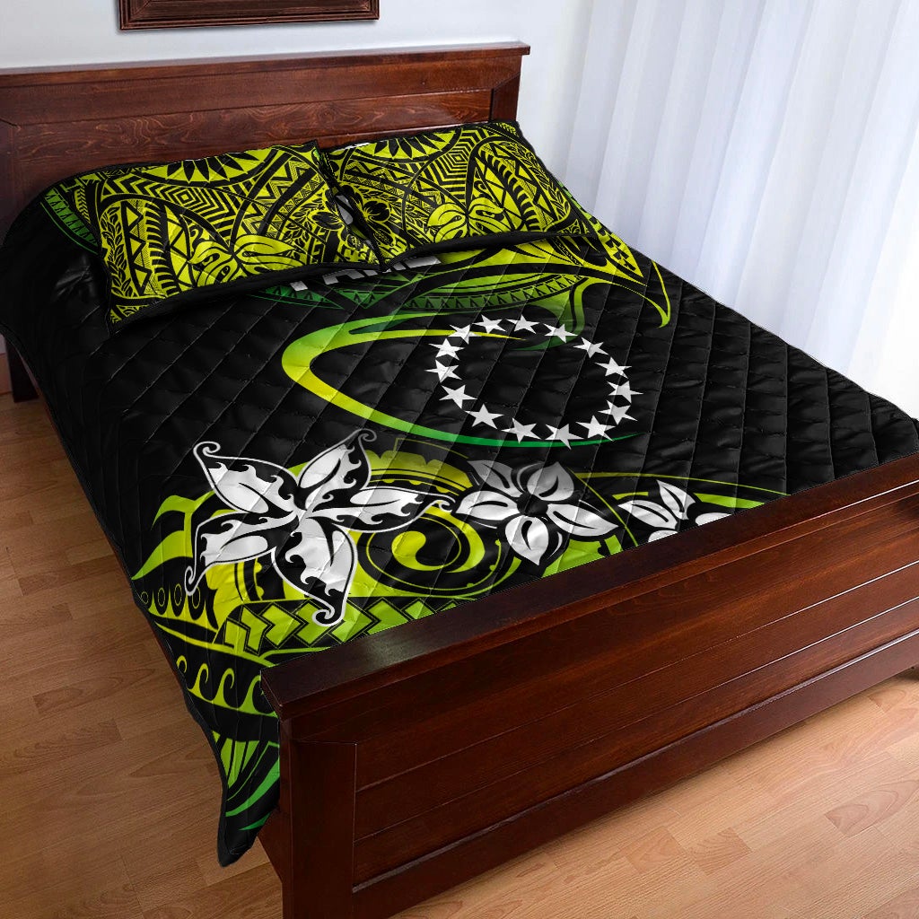 TE INUINU FAMZ Cook Islands Rugby Quilt Bed Set Unique Vibes Green LT8 - Wonder Print Shop