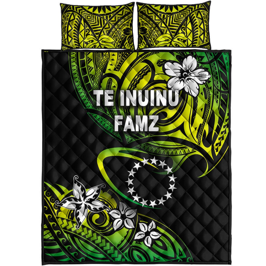 TE INUINU FAMZ Cook Islands Rugby Quilt Bed Set Unique Vibes Green LT8 - Wonder Print Shop
