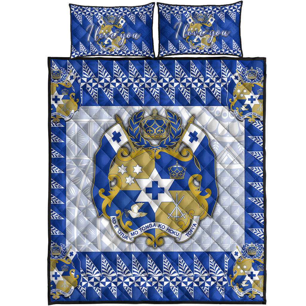 Custom Personalised-I Love U Tonga Quilt Bed Set Blue Style LT6 - Wonder Print Shop