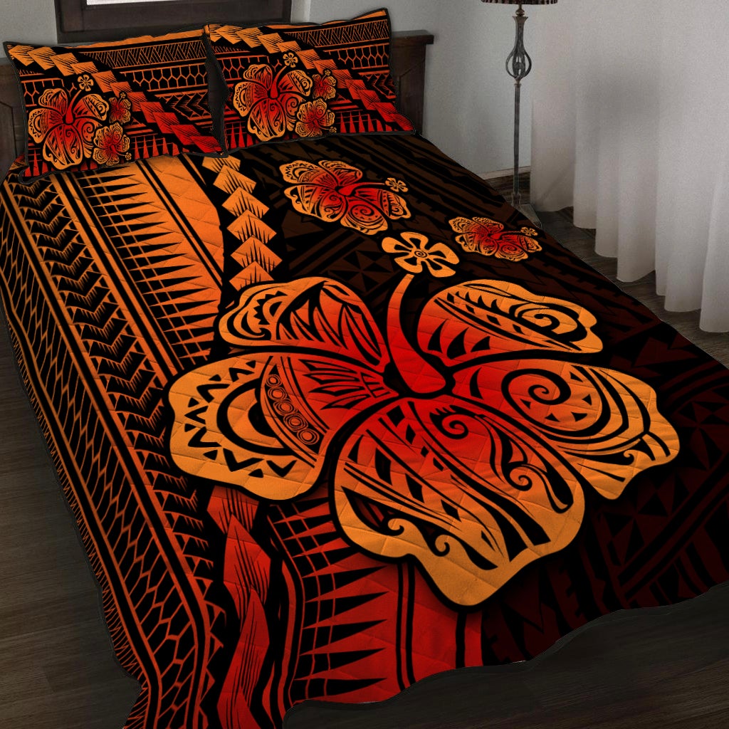 Polynesian Hibiscus Quilt Bed Set Hawaiian Style No.1 LT6 - Wonder Print Shop