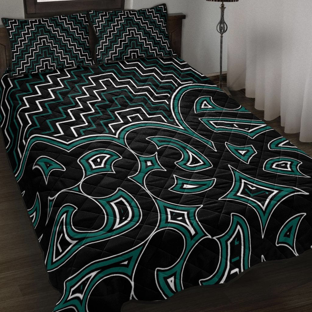New Zealand Quilt Bed Set Maori Graphic Tee Patterns Green Lt6 - Wonder Print Shop