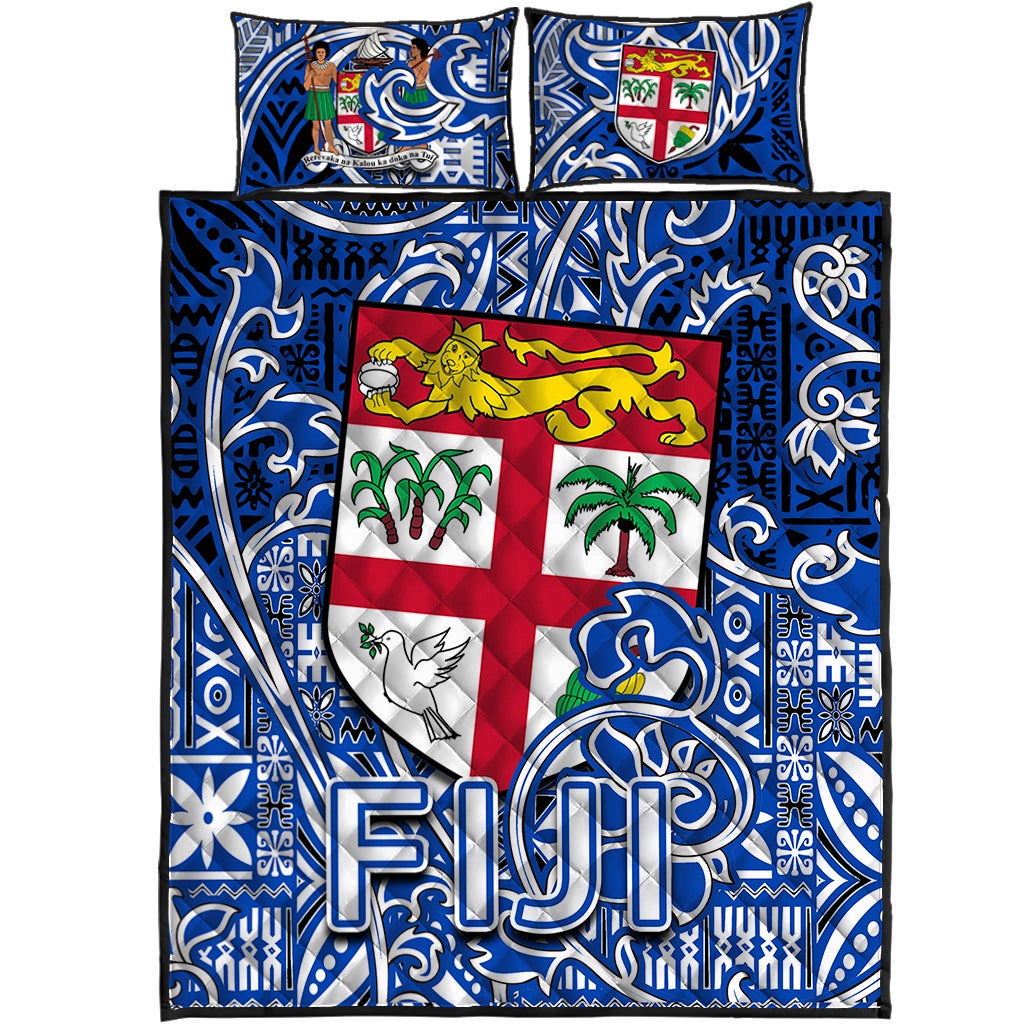Fiji Quilt Bed Set Tapa Patterns Blue And White Style LT6 - Wonder Print Shop