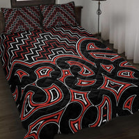 New Zealand Quilt Bed Set Maori Graphic Tee Patterns Red Lt6 - Wonder Print Shop