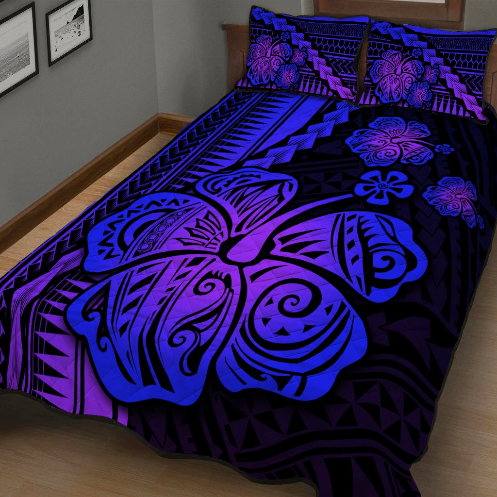 Polynesian Hibiscus Quilt Bed Set Hawaiian Style No.3 LT6 - Wonder Print Shop