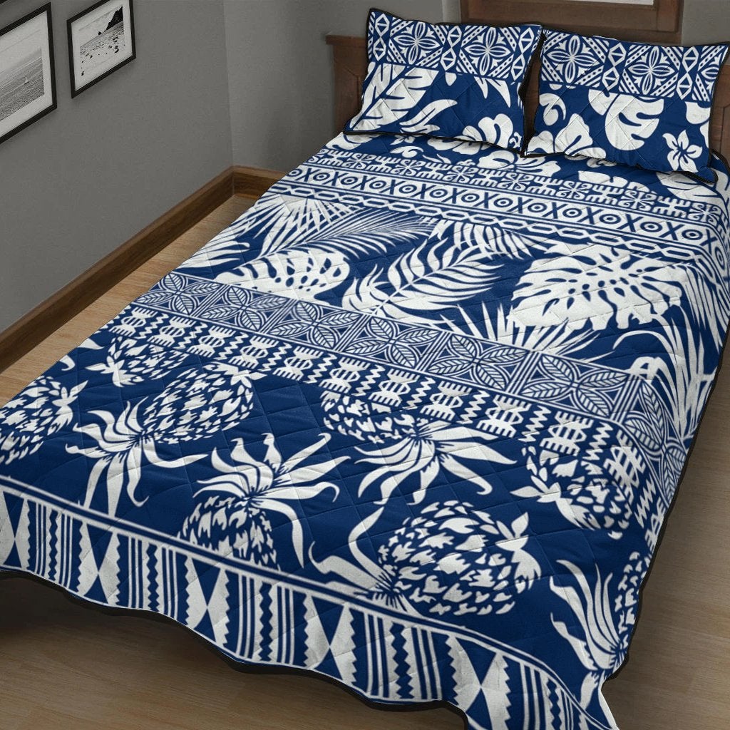 Polynesian Quilt Bed Set - Hibiscus Tropical Leaves Pattern - Wonder Print Shop