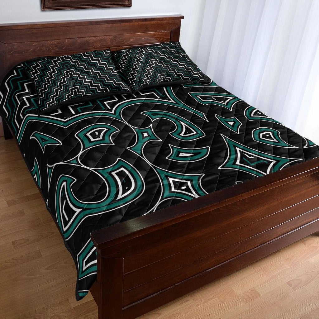 New Zealand Quilt Bed Set Maori Graphic Tee Patterns Green Lt6 - Wonder Print Shop