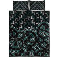 New Zealand Quilt Bed Set Maori Graphic Tee Patterns Green Lt6 - Wonder Print Shop