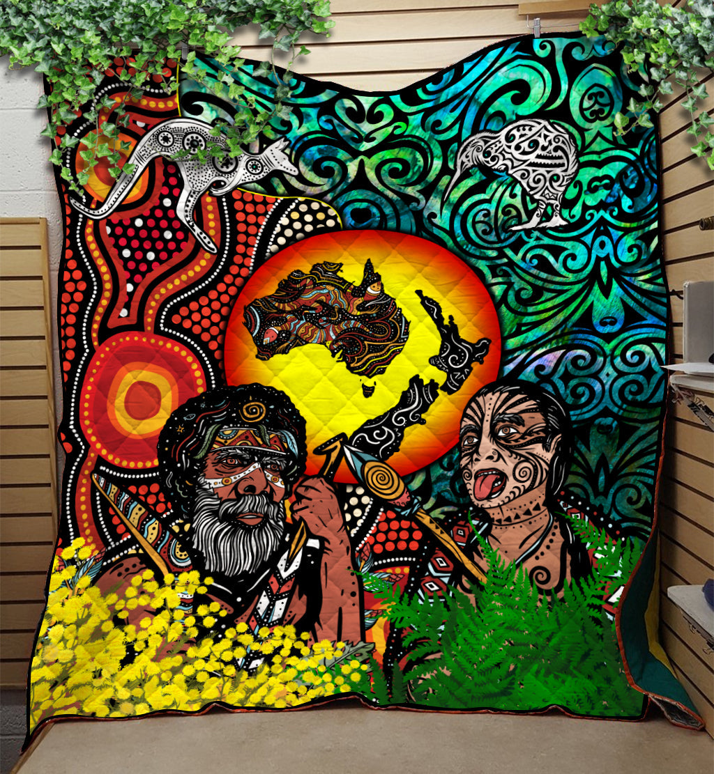 Australia Aboriginal Kangaroo Combine New Zealand Maori Kiwi Bird Quilt LT2 - Wonder Print Shop