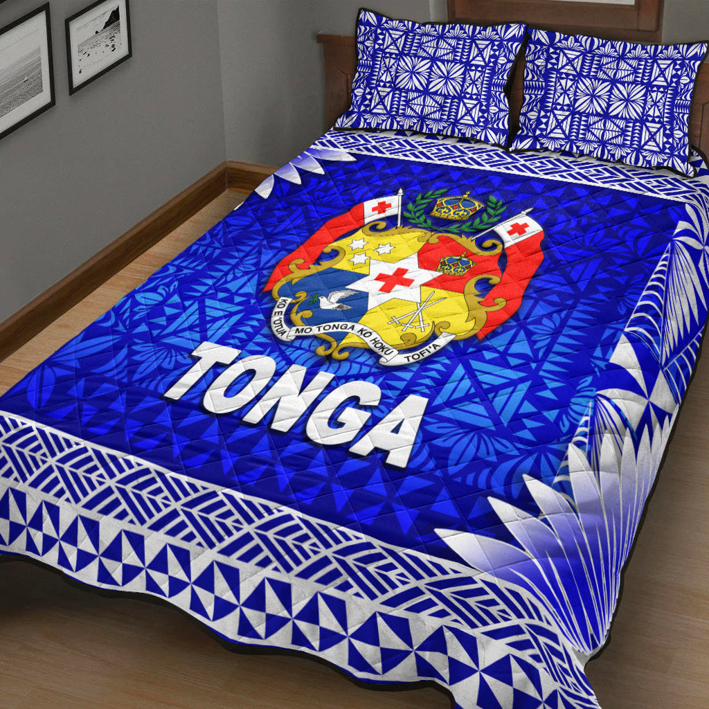 Tonga Coat Of Arms Quilt Bed Set Simplified Version Blue LT8 - Wonder Print Shop