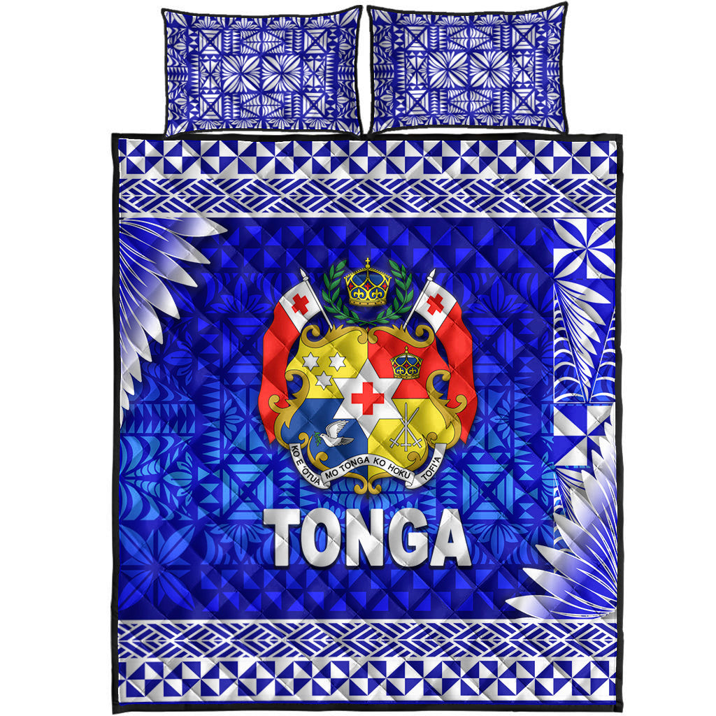 Tonga Coat Of Arms Quilt Bed Set Simplified Version Blue LT8 - Wonder Print Shop
