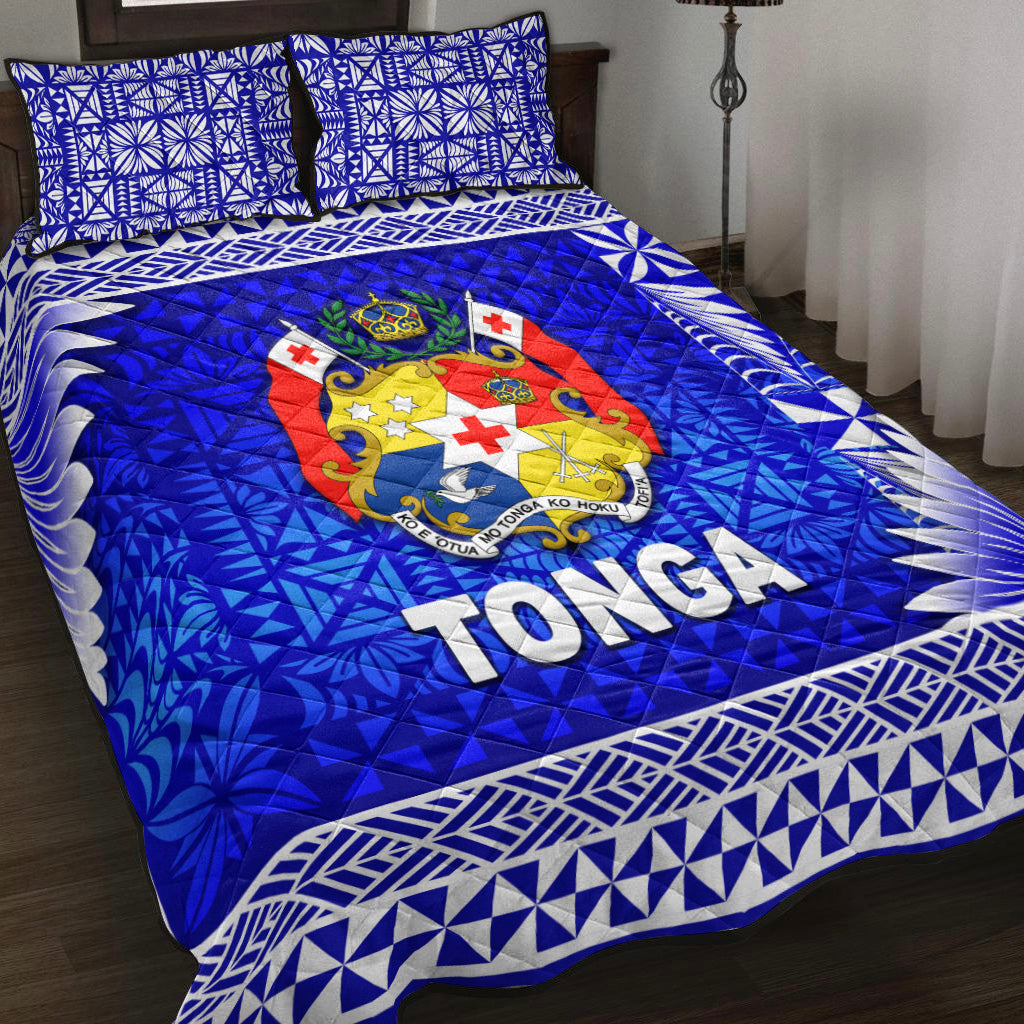 Tonga Coat Of Arms Quilt Bed Set Simplified Version Blue LT8 - Wonder Print Shop