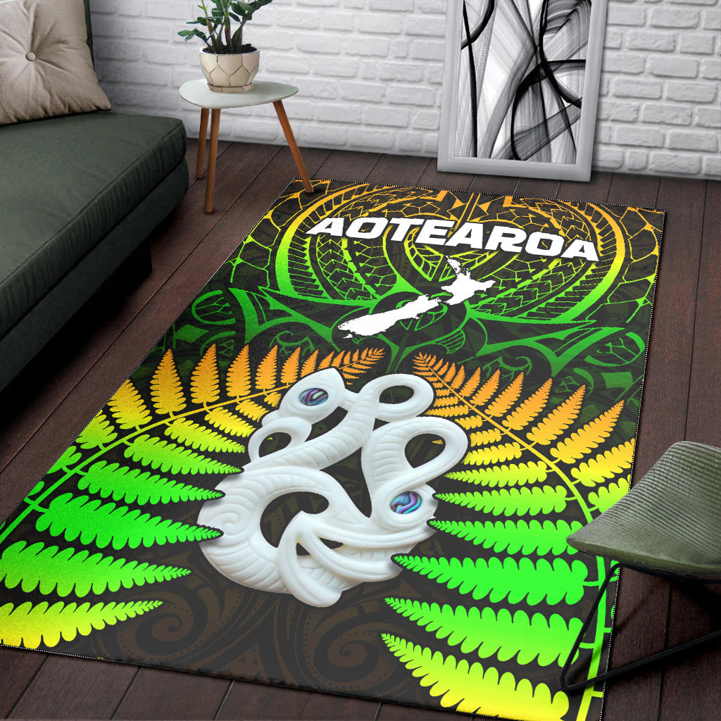 Aotearoa Fern Area Rug New Zealand Hei Tiki Special Style LT13 - Wonder Print Shop