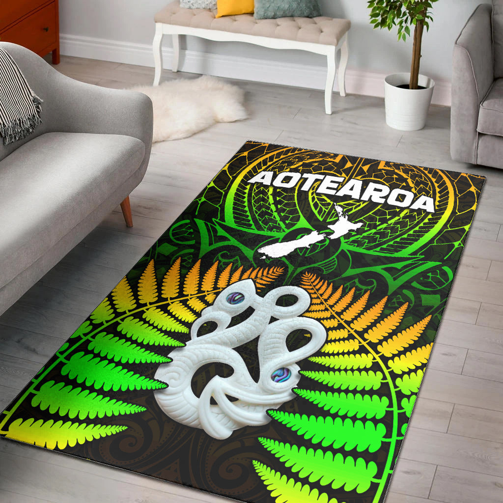 Aotearoa Fern Area Rug New Zealand Hei Tiki Special Style LT13 - Wonder Print Shop