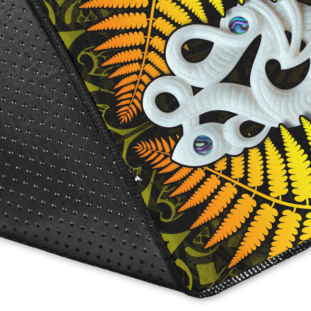 Aotearoa Fern Area Rug New Zealand Hei Tiki Gold Style LT13 - Wonder Print Shop