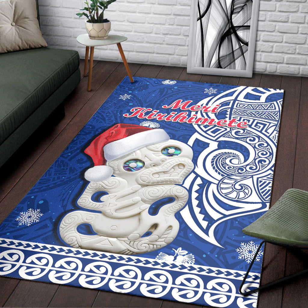 New Zealand Christmas Area Rug Hei Tiki Blue Pohutukawa Meri Kirihimete - Wonder Print Shop