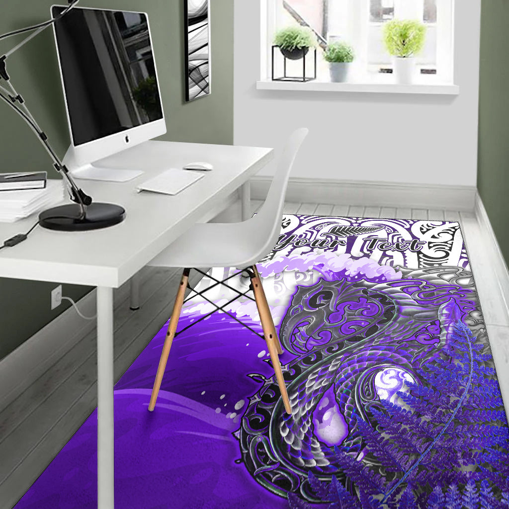 Custom Personalised Manaia Maori Area Rug Fern Aotearoa Purple Waves LT13 - Wonder Print Shop