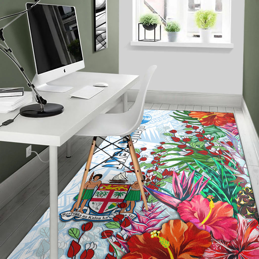 Custom Personalised Fiji Area Rug Proud Fijian Tapa mix Tagimoucia Flowers LT13 - Wonder Print Shop