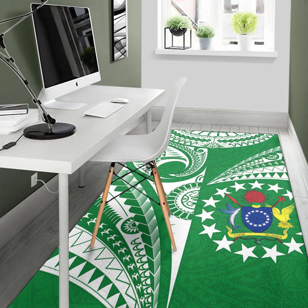 Cook Islands Tatau Area Rug Symbolize Passion Stars Version Green LT13 - Wonder Print Shop