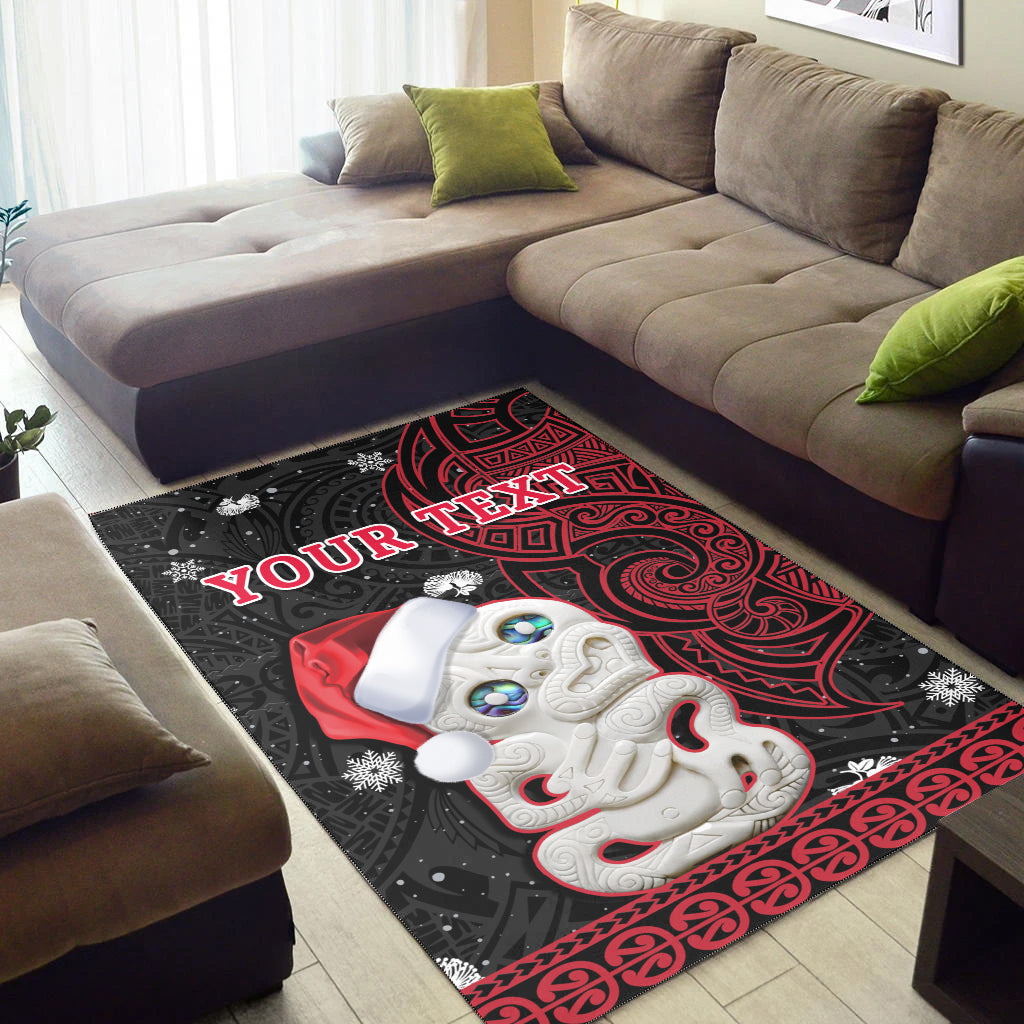 Custom Personalised New Zealand Christmas Area Rug Hei Tiki Red Pohutukawa Meri Kirihimete - Wonder Print Shop