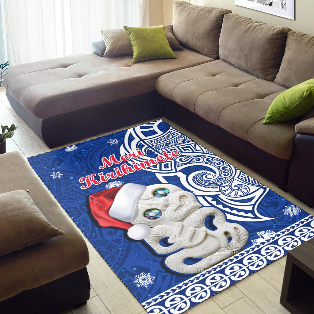 New Zealand Christmas Area Rug Hei Tiki Blue Pohutukawa Meri Kirihimete - Wonder Print Shop