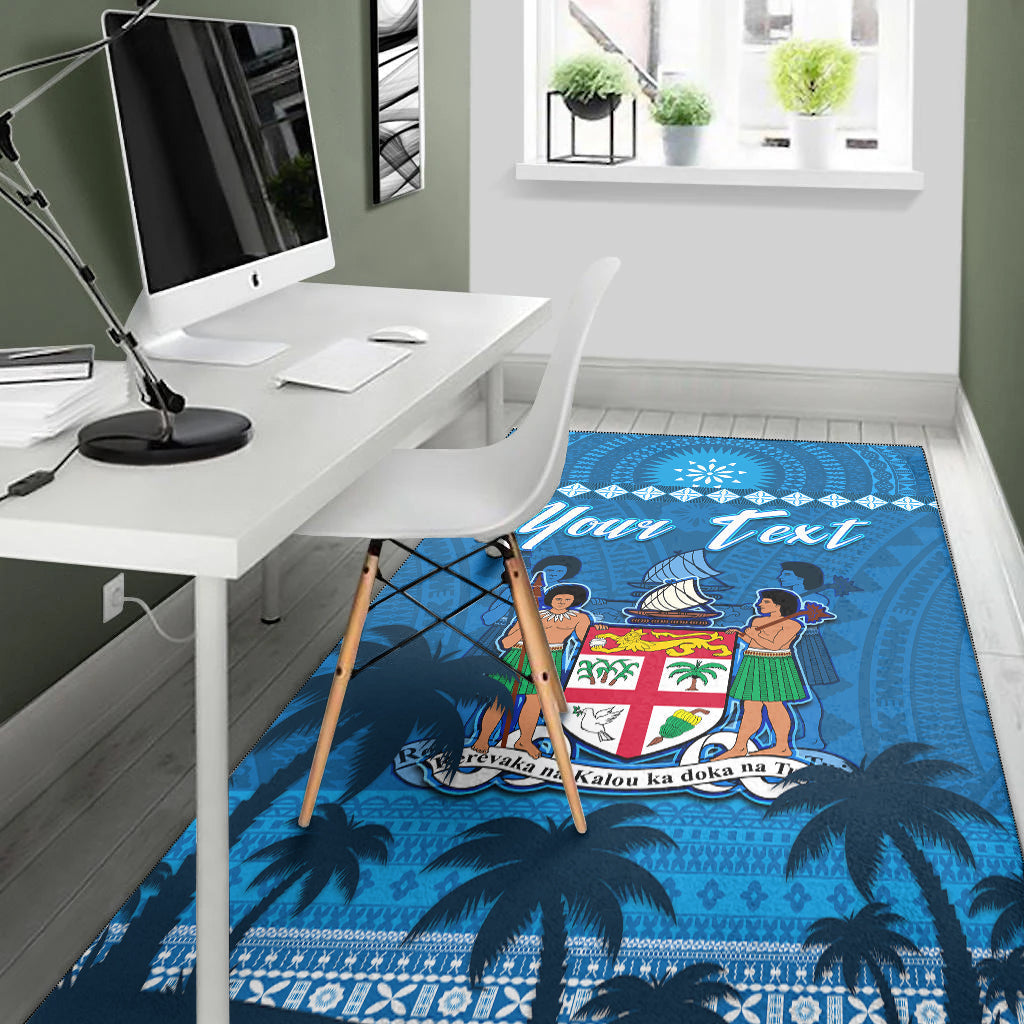 Custom Personalised Bula Fiji Day Area Rug Fijian Tapa with Palm Tree 52nd Anniversary LT13 - Wonder Print Shop