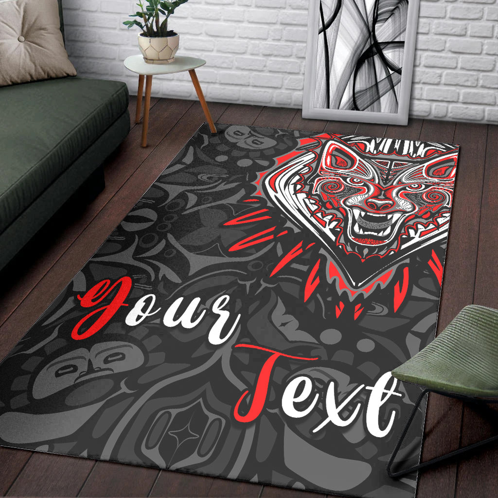 (Custom Personalised) Canada Wolf Area Rug Haida and Maple Leaf LT13 - Wonder Print Shop