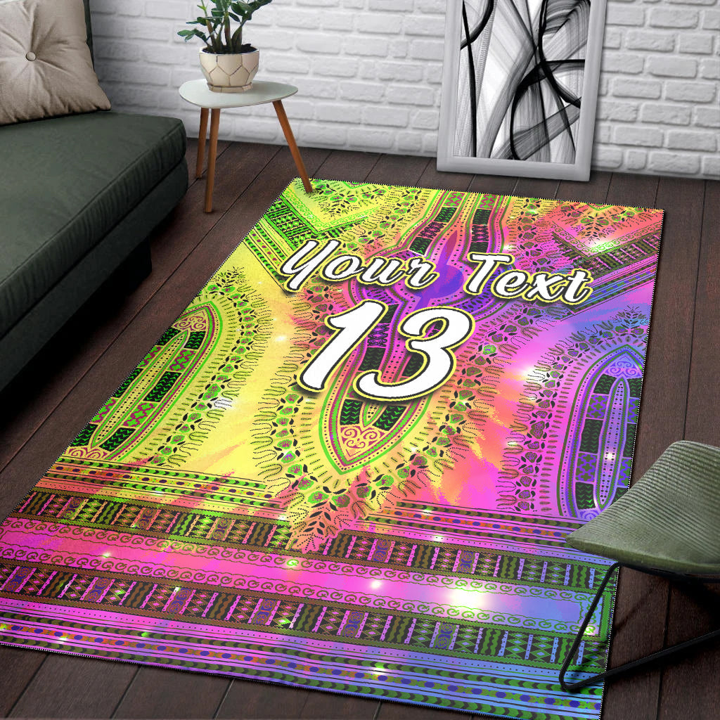(Custom Text and Number) Africa Tie Dye Area Rug Special Dashiki Pattern LT13 - Wonder Print Shop
