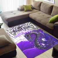 Custom Personalised Manaia Maori Area Rug Fern Aotearoa Purple Waves LT13 - Wonder Print Shop