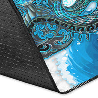 Custom Personalised Manaia Maori Area Rug Fern Aotearoa Blue Waves LT13 - Wonder Print Shop