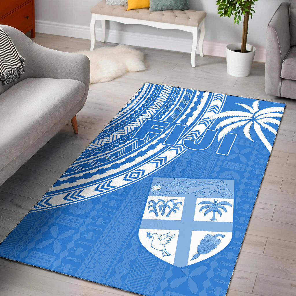 Fiji Rugby Sevens Area Rug Fijian 7s Tapa Polynesian Blue Ver.01 LT13 - Wonder Print Shop