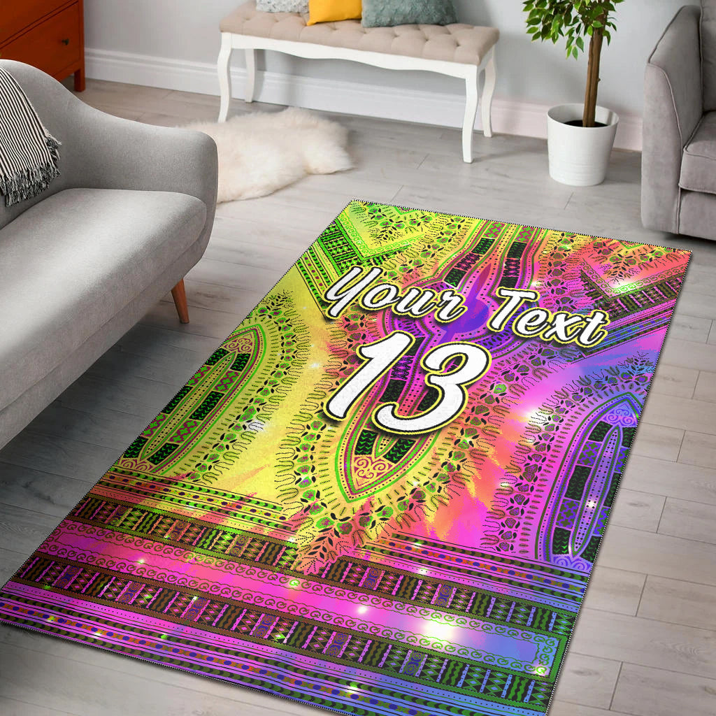 (Custom Text and Number) Africa Tie Dye Area Rug Special Dashiki Pattern LT13 - Wonder Print Shop