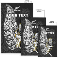 Custom Personalised New Zealand 2022 Rugby Area Rug All Black Silver Fern Maori Pattern Version Black - Wonder Print Shop