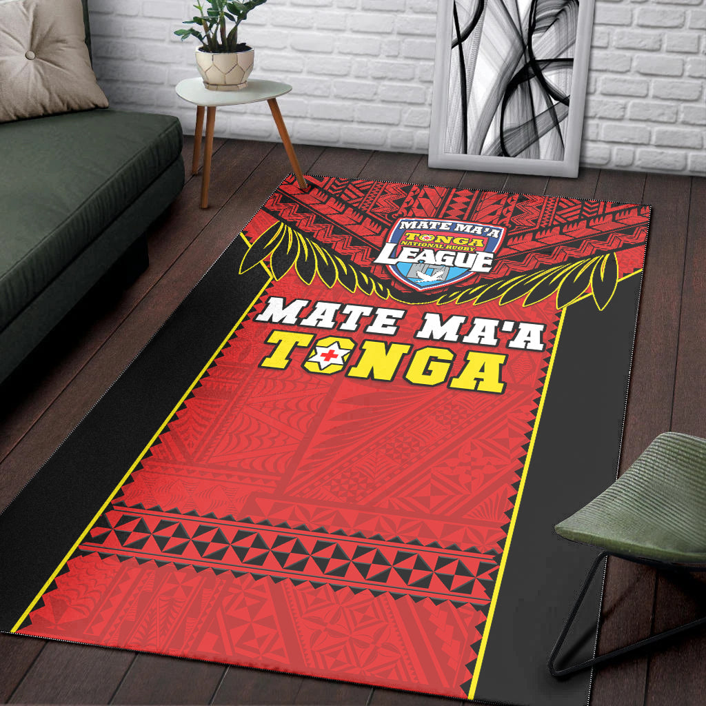 Tonga Rugby Area Rug Mate Maa Tonga Pacific Ngatu Black - Wonder Print Shop