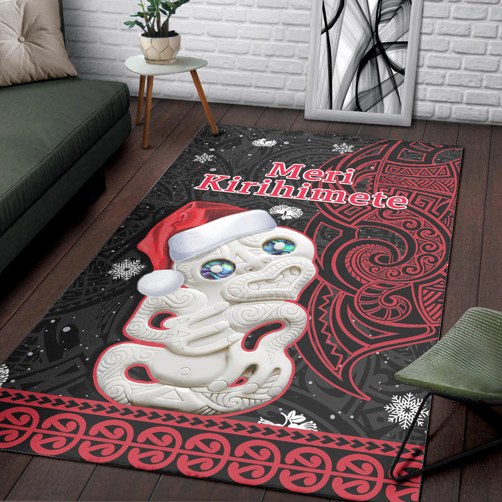 New Zealand Christmas Area Rug Hei Tiki Red Pohutukawa Meri Kirihimete - Wonder Print Shop