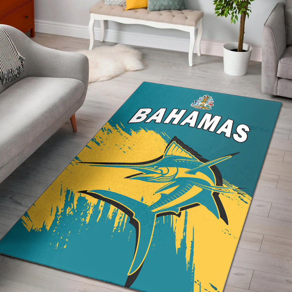 Bahamas Area Rug Blue Marlin With Bahamian Coat Of Arms - Wonder Print Shop