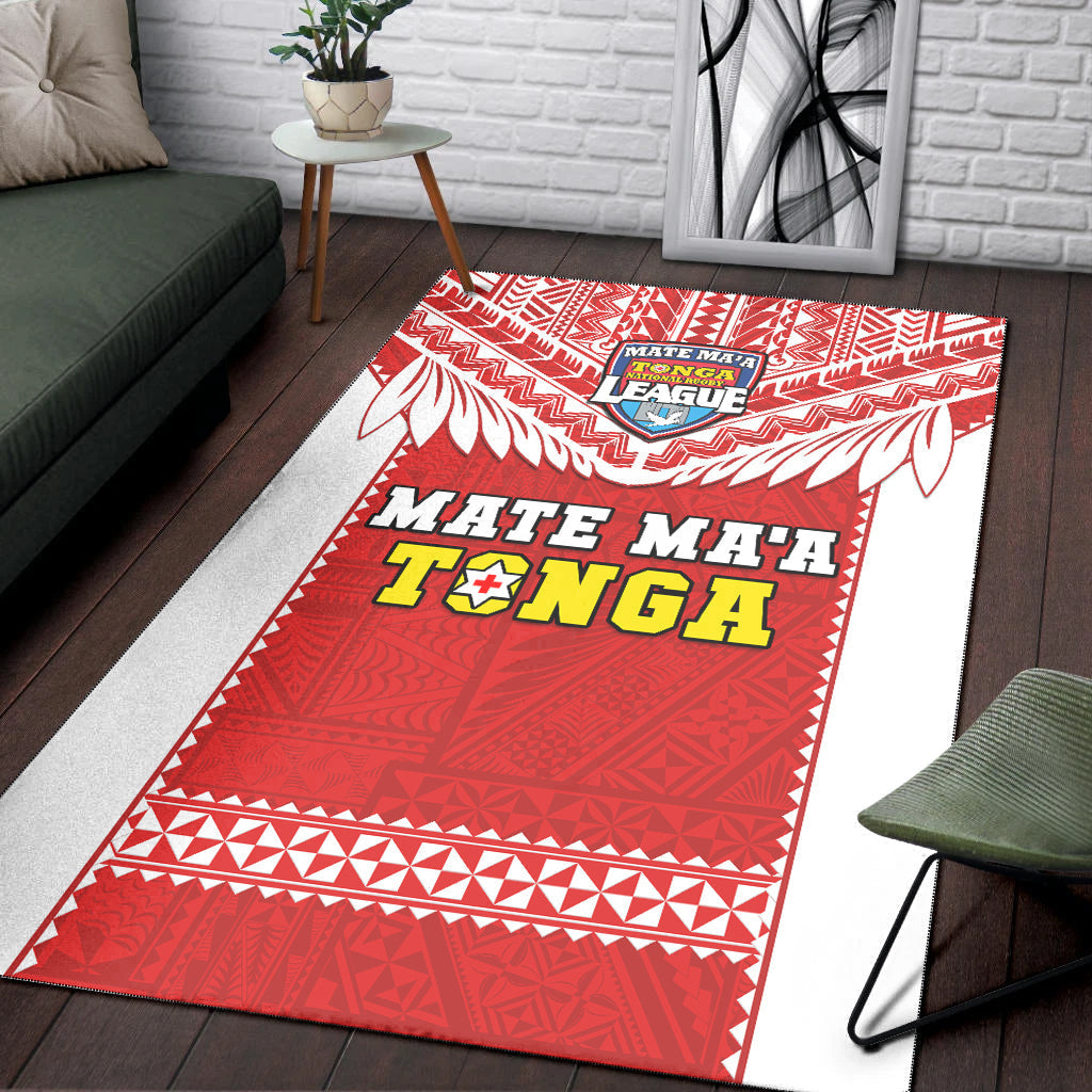 Tonga Rugby Area Rug Mate Maa Tonga Pacific Ngatu White - Wonder Print Shop