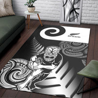 New Zealand Silver Fern Rugby Area Rug All Black Maori Koru - Wonder Print Shop