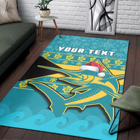 (Custom Personalised) Bahamas Area Rug Bahamian Blue Marlin Merry Christmas - Wonder Print Shop